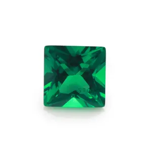 ST Gems Loose Gemstone Square Cut Green Nano Stone Synthetic Emerald For Jewelry