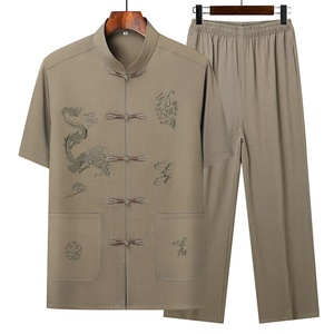 Nuevo Traje <span class=keywords><strong>Hanfu</strong></span> Estilo Tang Chino KJ 2027 para Hombre, Ropa Casual de Verano de Seda de Hielo, Manga Corta, para Hombres de Mediana Edad y Mayores - Product Image 3