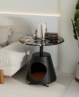 Table d'appoint en verre trempé et métal, style armoire noire, simple et moderne, table de chevet, nid pour chat innovant et amovible