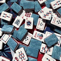 Juego de Mahjong Plegable Moderno Americano, 160 Fichas, Acrílico de 3 Capas, Estrellas y Rayas Patrióticas, Día de la Independencia, Ecológico, Completo