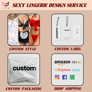 Set di Lingerie Sexy Traspirante con <span class=keywords><strong>Reggiseno</strong></span> Ricamato a Fiori e Bikini con Spalline, 3 Pezzi - Halter Scollatura Profonda a V Senza Ferretto, Personalizzazione OEM ODM - Product Image 6