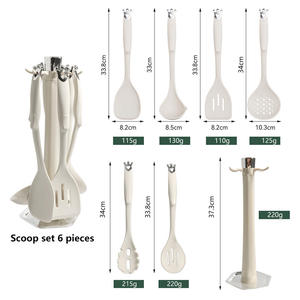 Factory <span class=keywords><strong>Outlet</strong></span> Juego de espátula de silicona Platino de 7 piezas Utensilios de <span class=keywords><strong>cocina</strong></span> completos que incluyen cuchara para saltear Resistente al calor - Product Image 1