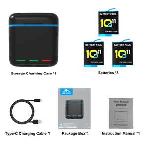 Boîte de rangement Type-C Hongdak, chargeur rapide 3 pièces pour batterie <span class=keywords><strong>GoPro</strong></span> avec emplacement pour carte TF pour <span class=keywords><strong>Hero</strong></span> 11/10/9/8/<span class=keywords><strong>7</strong></span>/6/5 - Product Image 3