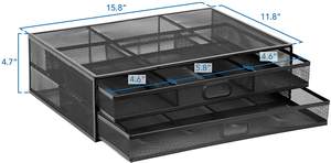 Supporto per Monitor con Cassetto - Organizzatore da Scrivania in Rete Metallica con Doppio Cassetto Estraibile per Ufficio e Computer - Product Image 4