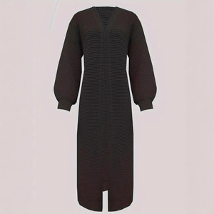 For AliExpress Korean Style <strong>Women's</strong> Polyester <strong>Cardigan</strong> Knitted Sweater Solid Color Autumn Winter <strong>Warm</strong> Long-Sleeved - Product Image 2
