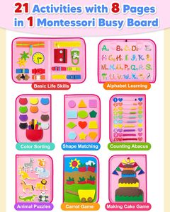 Tablero de Actividades Montessori, Juguetes para Niñas Pequeñas, Regalo de Cumpleaños, Libro de Actividades |   Juguete de Viaje de Avión y Auto, Juguetes Educativos de Aprendizaje - Product Image 2