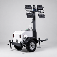 Tour d'éclairage mobile diesel à LED de conception américaine 4x320W IP65, réservoir 160L, mât 360°, monté sur remorque, pneus larges, pour l'exploitation minière et la construction, Ra95