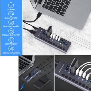 USB 3.2 10 Cổng Nhôm Adapter USB 3.0 Powered Hub Với Chuyển Đổi Độc Lập USB Truyền Dữ Liệu Mở Rộng Và Splitter 12V5A 60W - Product Image 3