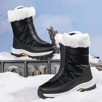 Bottes de Neige Matelassées en Coton pour Femmes, Chaussures de Randonnée et de Trekking en Extérieur, Chaussures de Sentier à Tige Haute et Fermeture Éclair, Chaudes pour l'Hiver Féminin