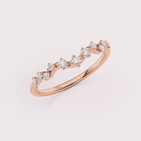 Anillo de Boda con Corona de Diamantes Cultivados en Laboratorio con Certificación IGI, Oro Rosa/Blanco y Amarillo de 18K, Banda de Tiara Curva con Diamantes