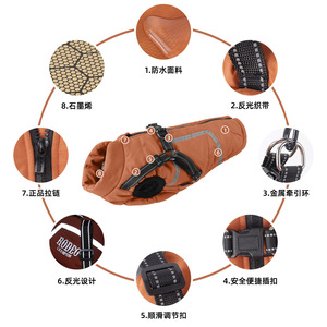 Gilet réfléchissant pour chien, protégé par une laisse, nouveau modèle automne/hiver, chaud, léger en graphène, couleur unie. - Product Image 4