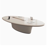 Ensemble de table de conférence commerciale de luxe en MDF mélaminé MFC - Forme ovale - 12 places - Design moderne minimaliste laqué respectueux de l'environnement