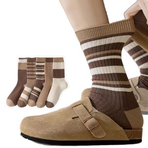 Women's Mid-Calf Slouch <b>Socks</b> Color-Blocked Stripes Anti-Bacterial Regular Casual <b>Socks</b> For Autumn Winter - Product Image 5