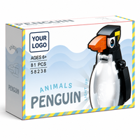 Set de 81 Bloques de Construcción de Pingüinos Luminosos Personalizados, Modelo Animal 3D DIY con Vientre Brillante, Ladrillos STEM, Juguete OEM de Marca Privada
