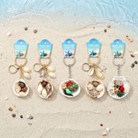 Vente en gros usine : Porte-clés en coquillage naturel, breloque de sac coquillage et étoile de mer, pendentif souvenir de plage pour cadeau de voyage et décoration quotidienne