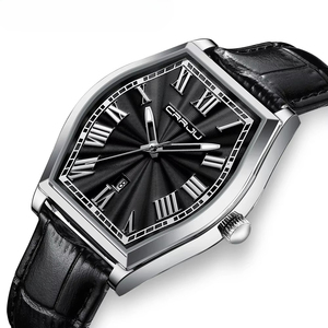 Montre classique pour homme OEM ODM, cadran à chiffres romains, bracelet en cuir, montre-bracelet décontractée pour affaires, étanche, calendrier, montre à quartz - Product Image 4