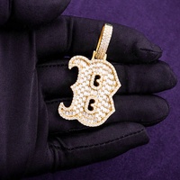 Passe Diamant Testeur Hip Hop D Couleur Baguette Personnalisé Moissanite Hommes Cluster Lettre B Pendentif Avec Argent Sterling 925 GRA