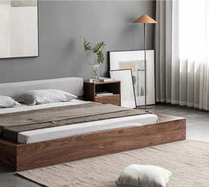 เตียงทาทามิไม้เนื้อแข็งแบบดั้งเดิมของญี่ปุ่น ทำจากไม้วอลนัทสีดำ แกะสลักด้วยมือ พร้อมลิ้นชักเก็บของแบบพับได้ ประหยัดพื้นที่ - Product Image 4