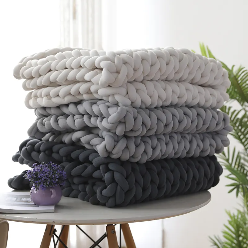 Couverture lestée tricotée épaisse et chaude de grande taille en tricot épais respirant pour l'hiver