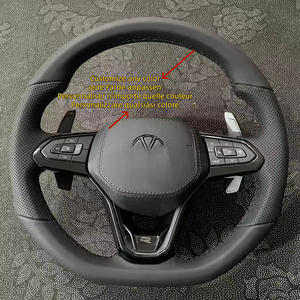 Volant en cuir classique pour l'intérieur de voiture VW MK8 Touareg GTD MK7 MK6 R Line CC Jetta <span class=keywords><strong>Golf</strong></span> 7 GTI <span class=keywords><strong>GTE</strong></span> Polo pour Passat T7 - Product Image 1