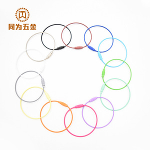 Colored Painted Steel Wire Ring Keychain Stainless Steel 1.5mm Diameter 15cm Length Durable Modern Simple Style - Product Image 1