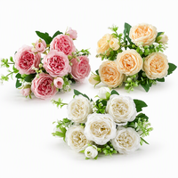 Buket Bunga Mawar Peony Buatan Bohemian Tahan Air, Sutra, Gaya Persia untuk Dekorasi Pernikahan, Rumah, dan Centerpiece Meja