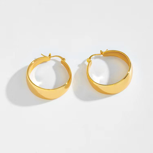 Luxury Style Gold Plated <strong>Large</strong> Stainless Steel <strong>Hoops</strong> Women's Chunky Earrings for Fashion Gift - Product Image 4