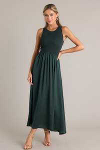 Personalizzato Oem modesto <span class=keywords><strong>donna</strong></span> nuova moda estiva chiesa O collo senza maniche a coste <span class=keywords><strong>verde</strong></span> abito lungo Midi <span class=keywords><strong>abbigliamento</strong></span> femminile - Product Image 4