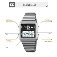Jam Tangan Elektronik KMEI 2450 Layar LED Anti Guncangan Tahan Air untuk Pria, Jam Tangan Digital Bahan Stainless Steel, Reloj Hombre
