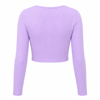 Haut court côtelé pour femme, à manches longues, col en V, coupe ajustée, extensible, décontracté, pour sortir
