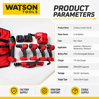 Kit combiné d'outils électriques sans fil 6 pièces avec batteries et chargeur, fourni par l'usine, OEM ODM, vente en gros