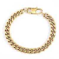 Bracelet chaîne cubaine en or massif 18 carats de 7 mm avec fermoir mousqueton tendance pour mariages, fêtes, cadeaux pour femmes, hommes, enfants