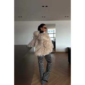 Mayfair <b>Fur</b> Overcoat Beige Reversible Plaid Trench Plus Size Blazer with Vintage Decoration Waterproof Woolen Fabric Dyed <b>Fox</b>" - Product Image 1