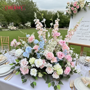 Serie foresta CM-TW018 matrimonio corridoio di fiori <span class=keywords><strong>rosa</strong></span> <span class=keywords><strong>rosa</strong></span> artificiale corridoio verde corridore di fiori per la decorazione d'ingresso - Product Image 1