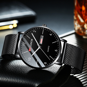 Classic Mens Everyday Watch Silver Case Luminous Indexes Dual Calendar Leather Band Timepiece - Product Image 2