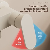 Robinet de douche mural monocommande en céramique haute pression, blanc crème, design de luxe léger, avec mitigeur amovible et douchette coulissante