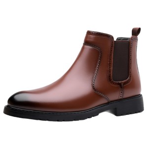 Botas Chelsea para Hombre, Punta Puntiaguda, Cuero Genuino, Forro de Microfibra, Banda Elástica, Suela de Goma Antideslizante, Otoño - Product Image 5