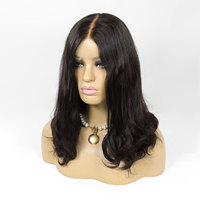Perruque en dentelle Kosher juive en cheveux humains vierges européens, avec nœuds blanchis, ligne de cheveux naturelle, brun foncé, ondulée naturelle