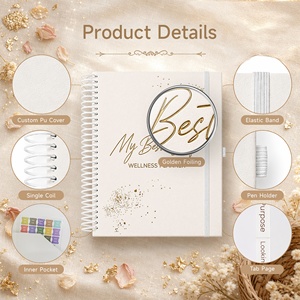 Agenda <span class=keywords><strong>de</strong></span> bien-être personnalisé avec reliure spirale en PU texturé blanc, dorure à chaud, avec bande élastique, pour 2026 et 2027 - Product Image 2