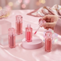 Tube de brillant à lèvres rose en forme de cœur mignon de 2,5 ml, emballage pour gloss à lèvres, tube en plastique pour brillant à lèvres avec pinceau pour usine de maquillage