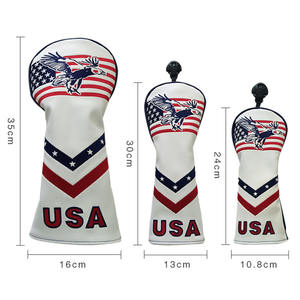 Cubierta de cabeza de <span class=keywords><strong>Golf</strong></span> de cuero Pu con bandera americana, Protector de cabeza de palo de <span class=keywords><strong>Golf</strong></span>, mazo de bandera de EE. UU., venta al por mayor - Product Image 4