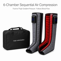 Masseur de jambes sans fil à compression d'air chaud, 6 chambres, bottes, double contrôleur, Type C, étanche
