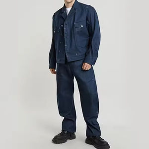 <span class=keywords><strong>Blazer</strong></span> en <span class=keywords><strong>jean</strong></span> Selvedge de qualité supérieure pour hommes, ensemble veste en <span class=keywords><strong>jean</strong></span> délavé foncé avec logo sur le devant, <span class=keywords><strong>style</strong></span> décontracté et extensible - Product Image 2