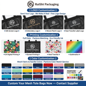 Sac fourre-tout en maille naturelle avec logo personnalisé, respirant, séchage rapide, facile à nettoyer, spacieux, pratique, multi-usages, plage, gym, courses - Product Image 6