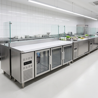 Équipement de réfrigération commerciale, réfrigérateur de comptoir en acier inoxydable, style tiroir, pour salades, réfrigérateur positif CE, réfrigérateur d'hôtel