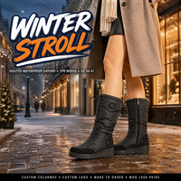 Bottes d'hiver matelassées élégantes et chaudes pour femmes, imperméables, antidérapantes, avec semelle compensée et fermeture éclair latérale, style OEM