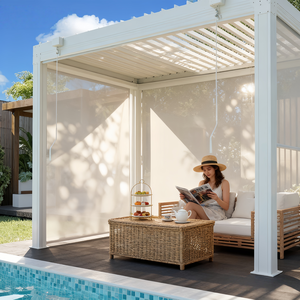 Luxe Automatische Buitenluifel Waterdicht Metalen Dak Aluminium Lamellen <span class=keywords><strong>Pergola</strong></span> Summerhouse <span class=keywords><strong>Pergola</strong></span> Voor Achtertuin Buiten Tuinhuisje - Product Image 2