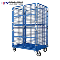 Conteneur de rangement métallique à 5 étagères avec fermeture à clipser, chariot à roulettes