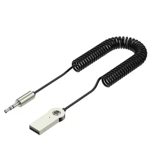 Tendances 2024 nouveau Portable mains libres HD appel USB Dongle avec Microphone 3.5mm AUX Audio BT émetteur USB récepteur de voiture adaptateur