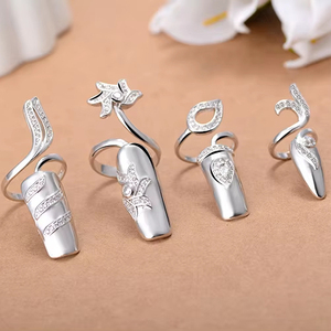 Mode femmes cristal <span class=keywords><strong>ongles</strong></span> couverture anneau luxe Zircon manucure bout des doigts Joint <span class=keywords><strong>faux</strong></span> <span class=keywords><strong>ongles</strong></span> anneaux pour femmes fête bijoux cadeaux - Product Image 6